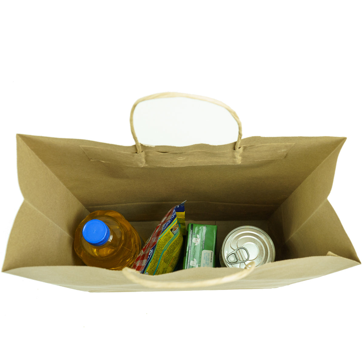 Bolsa de papel Kraft grande, pack de 25 unidades para embalaje ecológico Alto: 45 cm, Ancho: 34 cm , Fuelle: 13 cm , Capacidad: 20 litros aprox.