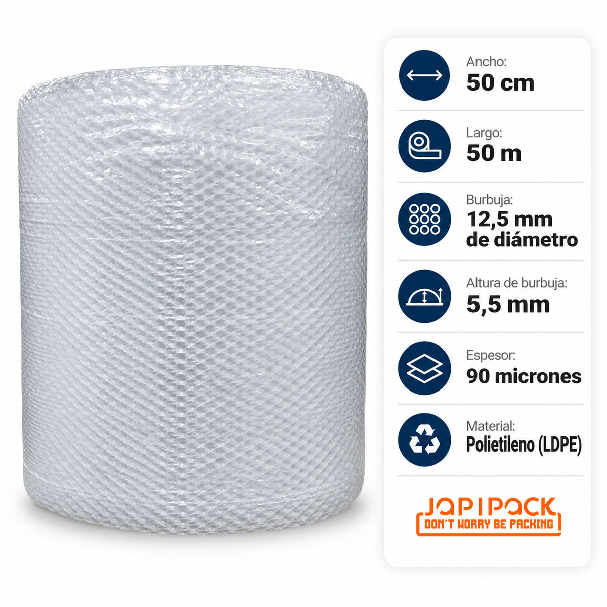 Plástico Burbuja 50 Cms X 50 Mts