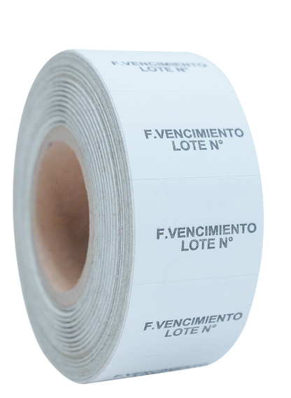 Etiqueta Motex 2316 blanca para elaboración, vencimiento y lote, pack 8.000 unidades