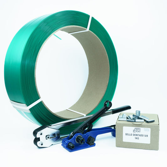 Kit Enzunchador Zuncho Pet 5/8" pulgadas para embalaje seguro