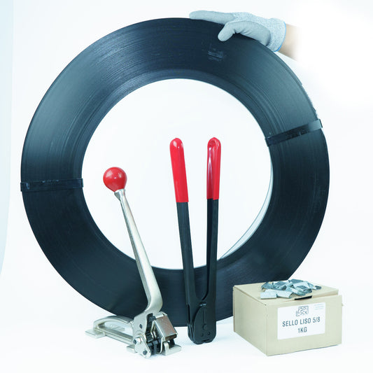 Kit Enzunchador Zuncho Metálico 5/8" - 100 Mts pulgadas recto para embalaje