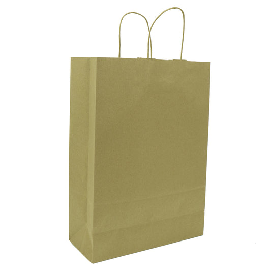 Bolsa de papel Kraft grande, pack de 25 unidades para embalaje ecológico Alto: 45 cm, Ancho: 34 cm , Fuelle: 13 cm, Capacidad: 20 litros aprox.