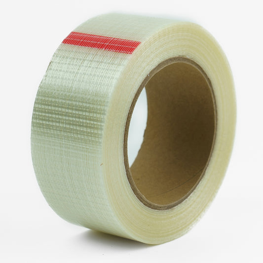 Cinta Filament 48 Mm X 40 Mts para exportación o fijación de productos metálicos como tubos, perfiles u otros materiales con volumen o peso elevado.