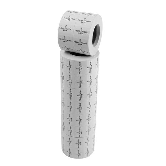 Etiqueta Motex 2316 blanca para elaboración, vencimiento y lote, pack 8.000 unidades