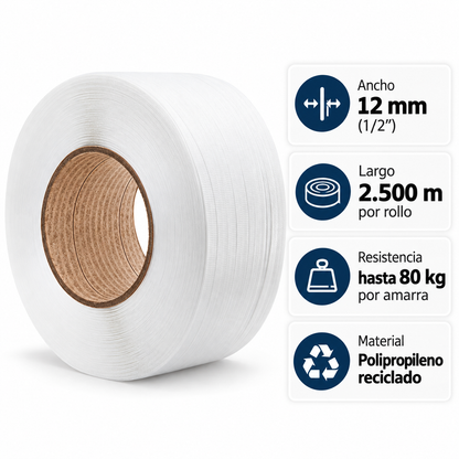 Zuncho Pp Blanco 1/2 X 0.5 Mm X 2.500 Mts