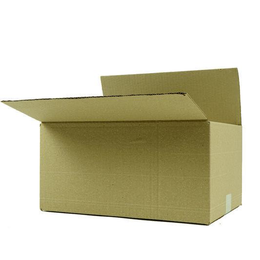 Caja de cartón corrugado 50 x 30 x 30 cm armada, con las solapas superiores abiertas