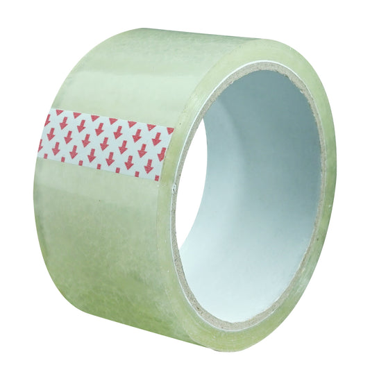 Tres rollos de cinta de embalaje transparente de 48 mm apilados