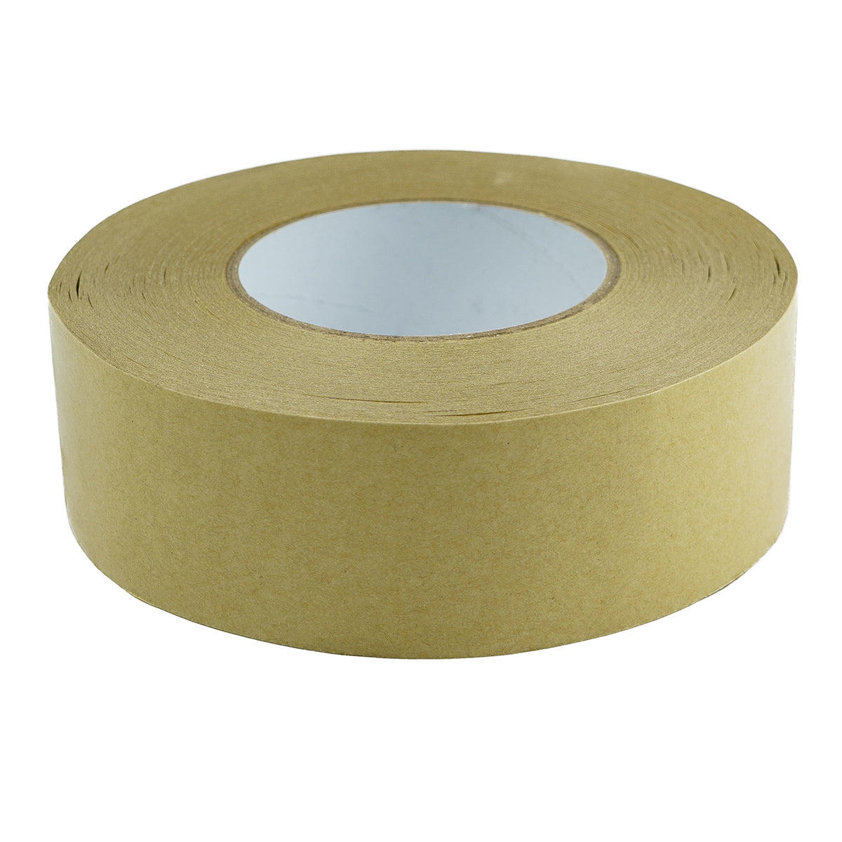 Rollo de cinta kraft de 48 mm acostado, con el ancho de la cinta a la vista