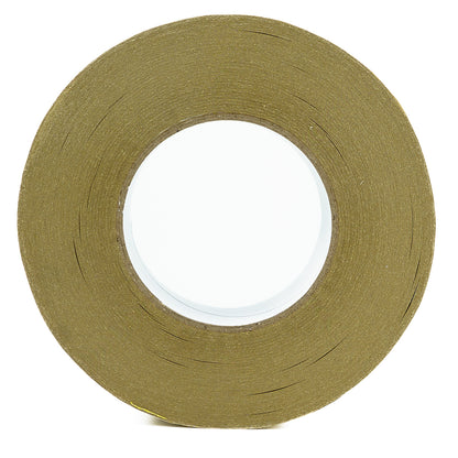 Vista frontal del rollo de cinta de papel kraft con núcleo de cartón blanco