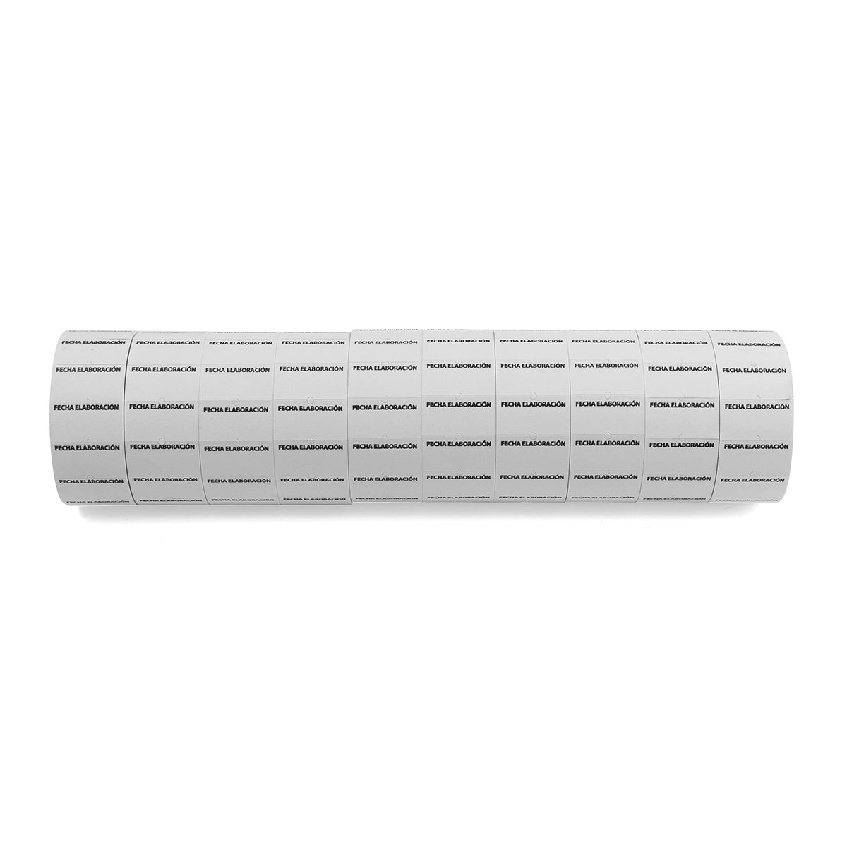 Paquete de rollos de etiquetas Motex 5500 Fecha Elaboración en posición vertical