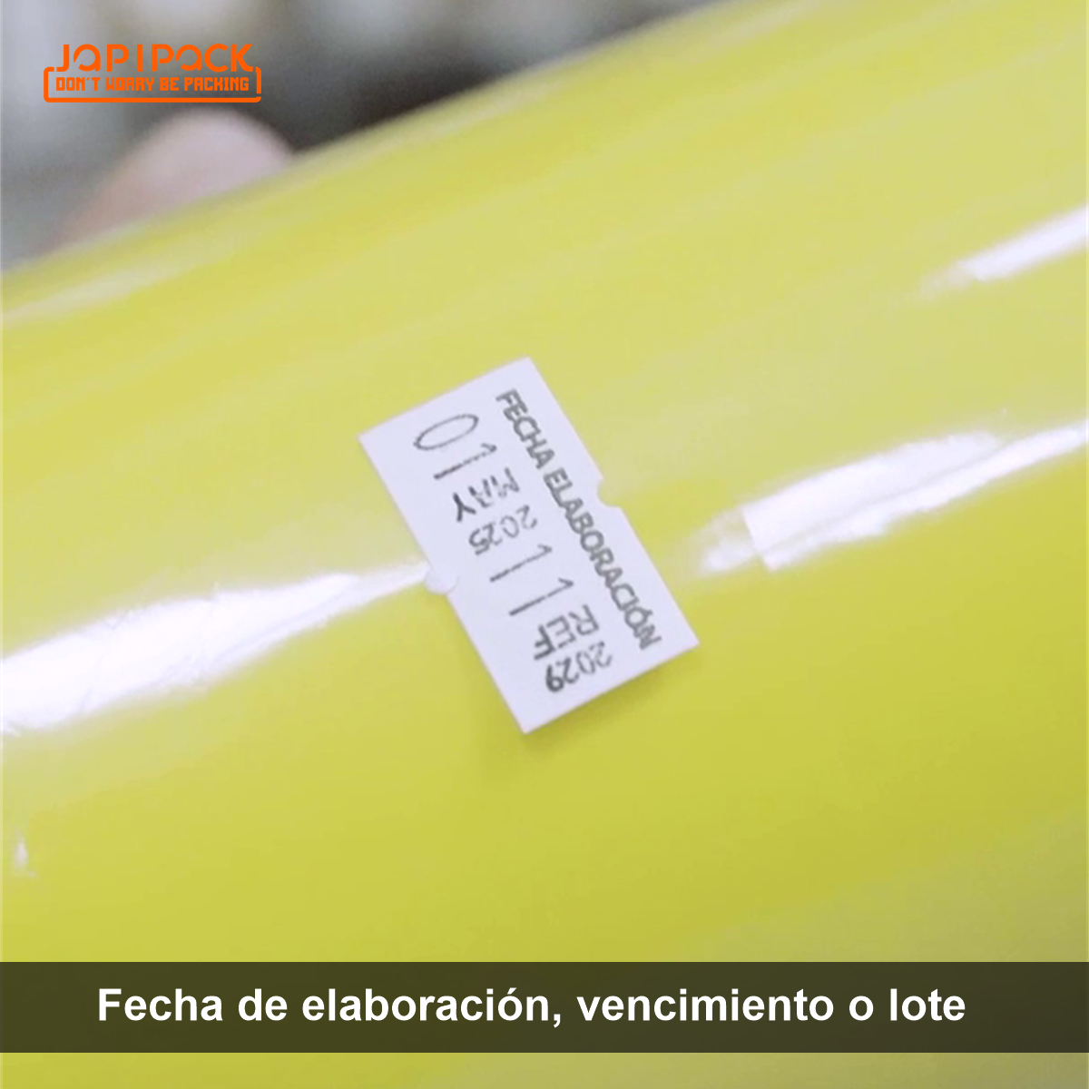Etiqueta con fecha de elaboración impresa por la fechadora Motex 5500