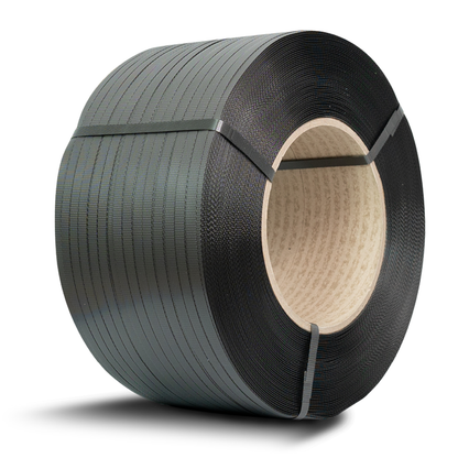 Rollo de zuncho PP negro 1/2 x 0,5 mm de 2.500 m incluido en el kit